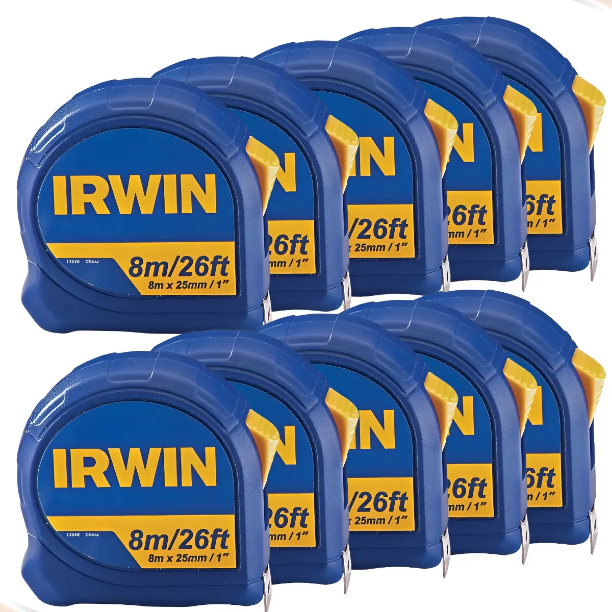 Trena Irwin 8m Fita de Aço com Ponta Magnética Kit 10 Unidades