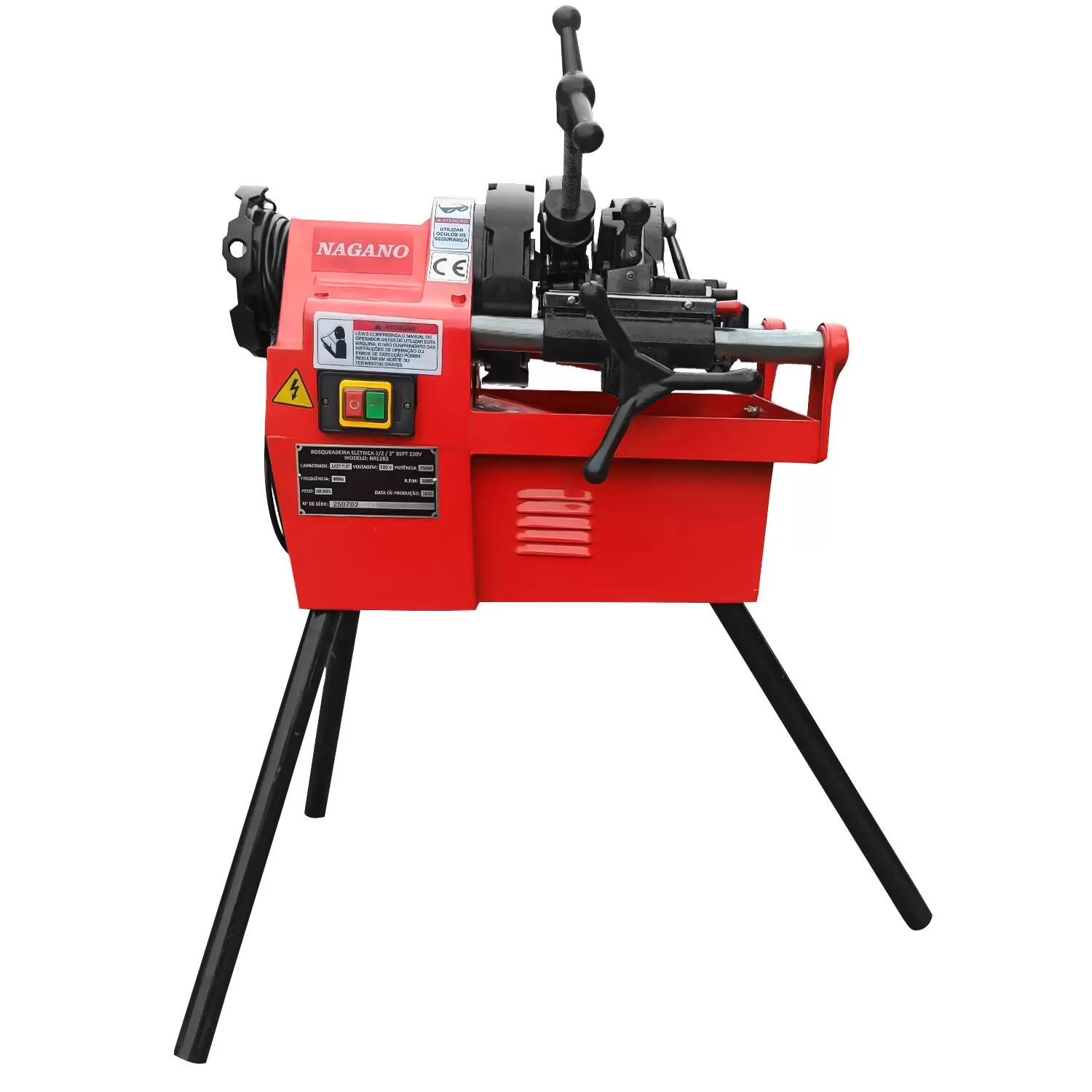 Rosqueadeira Elétrica 1/2pol a 2pol Rosca BSPT 750w 220v Monofásico - Nagan